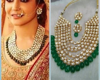 Sabyasachi Indian Jewelery traditional Jewelery ,party wear Jewelry ,Kundan and pearls necklace and earrings combo set , Anushka Sharma