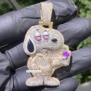 Colgante de personaje 3D, colgante de diamante Toon de moissanita VVS para hombre, colgante de esmalte, colgante de hip hop, plata 925, acabado en oro amarillo de 14 quilates, regalo