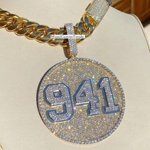 Colgante circular de plata de ley 3D 925, colgante de letra de diamante moissanita, círculo personalizado, acabado en oro amarillo de 14k, regalo de cumpleaños, autoregalo