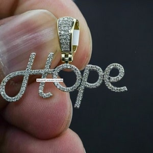 Colgante de letra personalizada, colgante con nombre propio de diamante moissanita, fuente personalizada, joyería unisex, letra de fuente cursiva, plata 925, acabado en oro de 14k