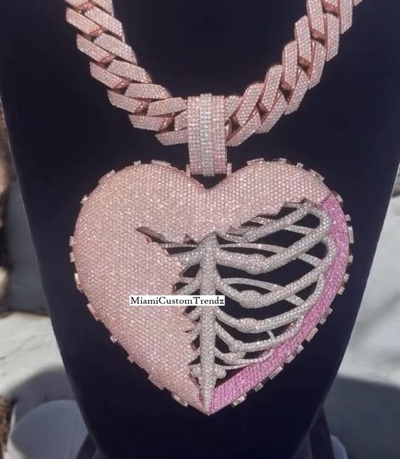 3D Heart Pendant, Real Moissanite Heart Pendant, Custom  display picture 1