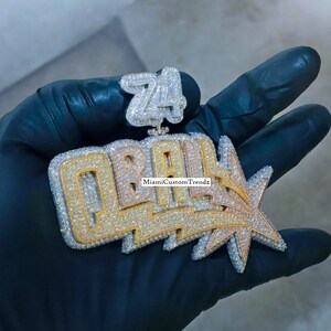 Colgante de letra personalizado para hombre, colgante con nombre de diamante moissanita, colgante de 3 tonos, colgante con símbolo, plata de ley 925, oro blanco de 14 k, regalo