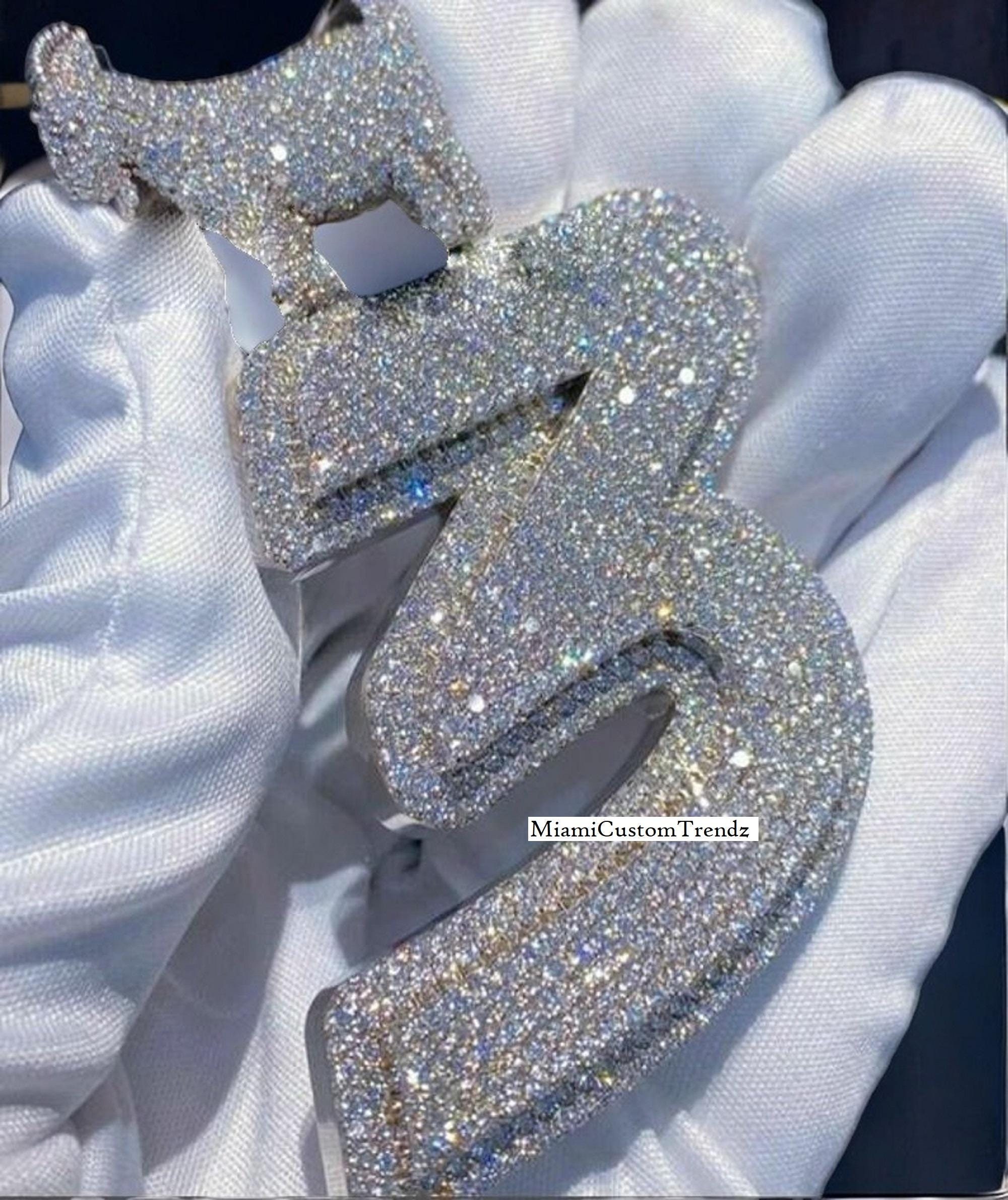 Iced Out Goat with Number Pendant, Moissanite Diamond Double Layer Pendant, Hip Hop Custom Design, 14k White Gold Finish, Birthday Gift Him