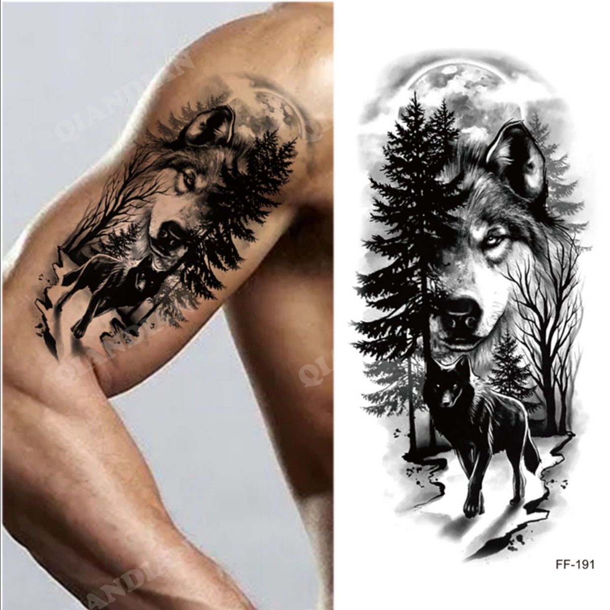 Black Wolf Tattoo - Etsy Australia