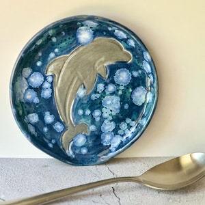 Dolphin Spoon Rest | Speckled Pottery | Handmade Pottery | Pottery Spoon Rest | Spoon Rest | Kitchen Decor | Gift | Ocean