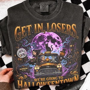 NEW! Spooky Season Taxi Ride PNG, Halloween Friends Graphic for Dark Shirts Only, Retro Halloween Download