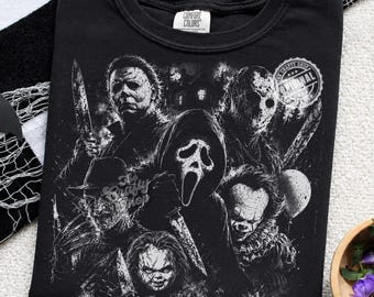 Dark Shirt Horror PNG, Vintage Halftone Halloween Design, Distressed Retro Horror Graphic, Sublimation Download