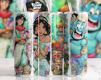 Arabian Dream Princess Seamless Tumbler Wrap PNG, Magical Palace 20oz Skinny Sublimation, Watercolor Christmas Cup Design, Digital Download