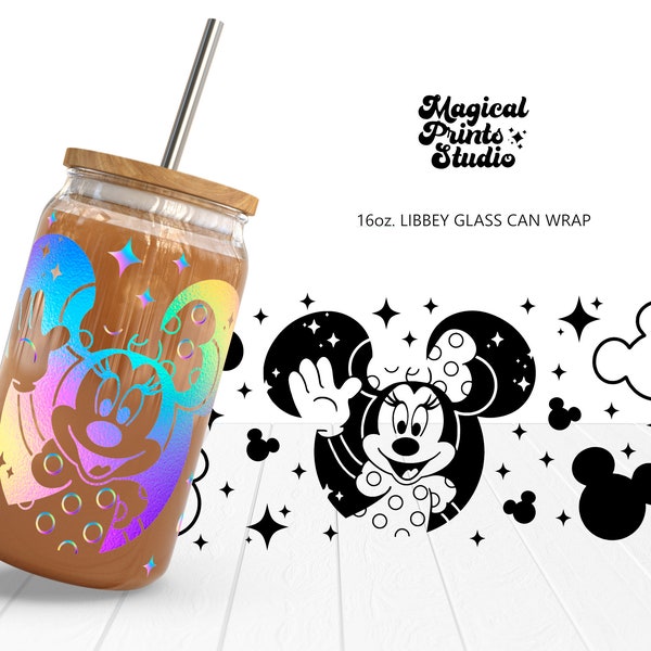 Magical Mouse Libbey Glass 16oz, Mouse Ears Svg Files for Cricut & Silhouette Cameo, Minnie Glass Can Wrap SVG, Glassware Svg