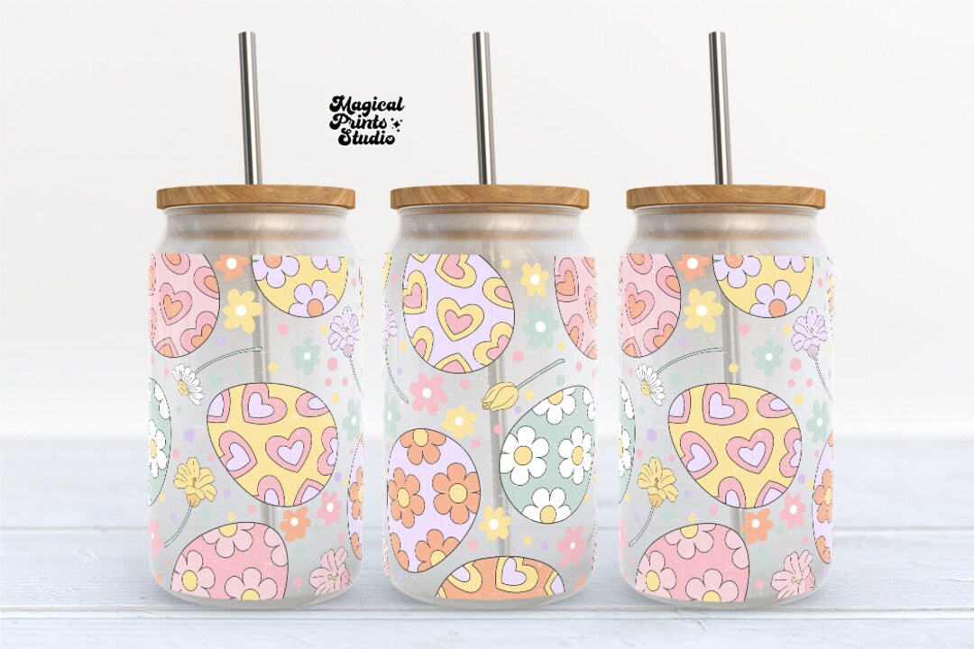 Easter Eggs Tumbler Seamless Wrap, 16oz Glass Can Wrap, 16oz Libbey Can