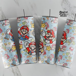 20 oz Mario nahtloser gerader Becher digitaler Download, Cartoon 20 oz Tumbler Wrap, Boys Videospiel Tumbler Wrap