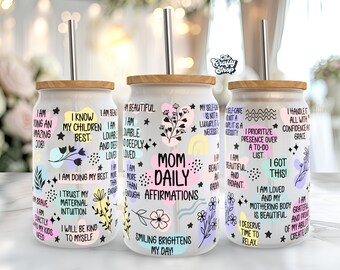 Mom Daily Affirmations Libbey Glass Can 16oz SVG-Datei Cup Wrap, Libbey PNG, Mom SVG, Mom Libbey Can Wrap SVG, Mom Affirmationen Wrap