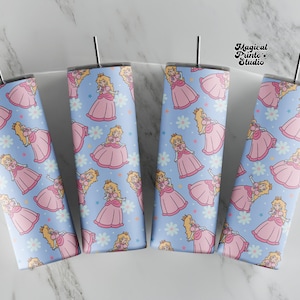 Descarga digital de vaso recto sin costuras Mario Princess Peach de 20 oz, envoltura de vaso de dibujos animados de 20 oz, envoltura de vaso de niños