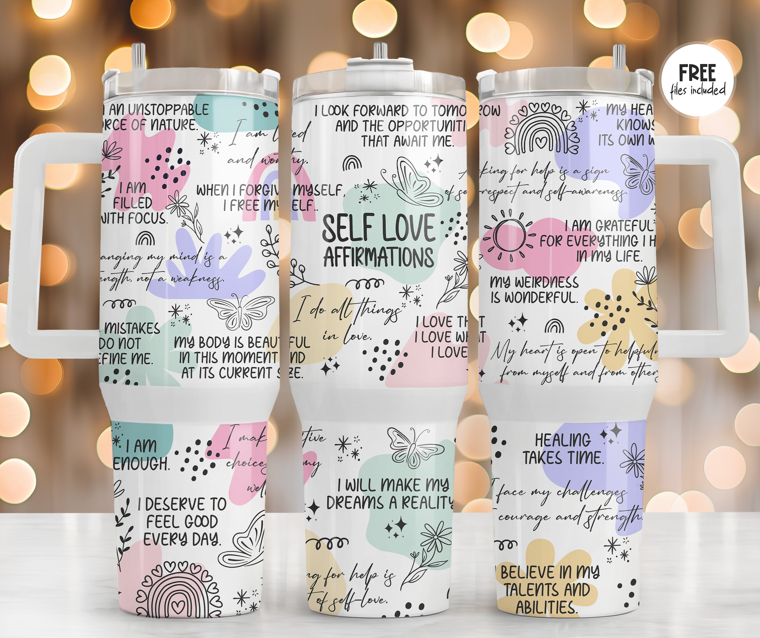 40 oz Daily Affirmations Quencher Tumbler Wrap Sublimation, Mental health Tumblers, Affirmation tumbler, Self love tumbler, Positive Quotes