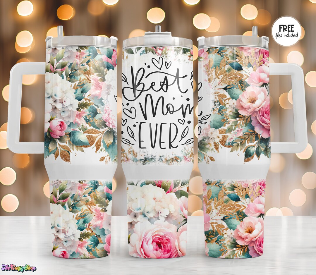 Mothers Day Floral 40oz Quencher Tumbler Wrap, PNG Tumbler Design ...