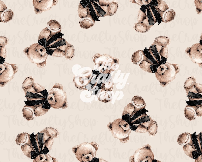 Teddy Bear Seamless Pattern | Cute Neutral Vintage Bear Digital Paper ...