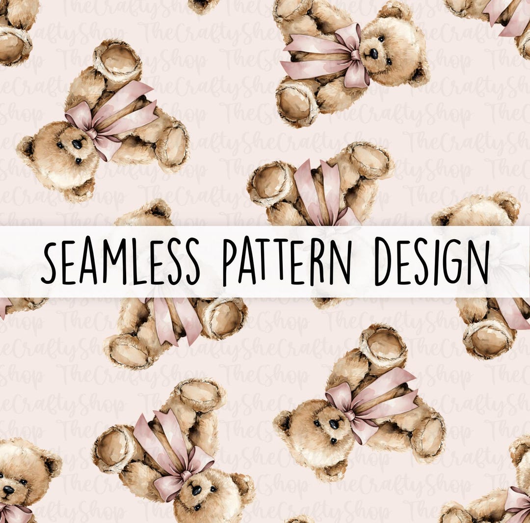 Teddy Bear Seamless Pattern | Cute Neutral Vintage Bear Digital Paper ...