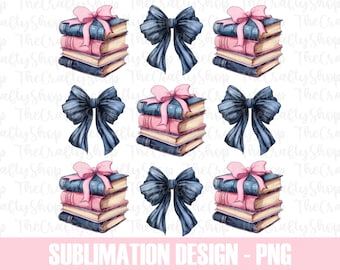 Coquette Book Lovers Png, Coquette sublimation design, Bow Books coquette Girly Png, Pink Bow Png, Coquette shirt design