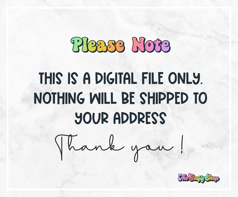 Puede incluir: Tenga en cuenta: Este es un archivo digital &uacute;nicamente. No se enviar&aacute; nada a su direcci&oacute;n. &iexcl;Gracias! The Crafty Shop