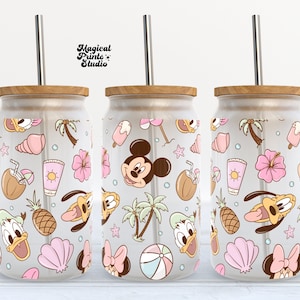 Mouse and Friends Libbey Glass Can Wrap, Summer 16oz Glass Can Wrap, 16oz Libbey Can Glass, Magical Tumbler Wrap, Full Glass Can Wrap