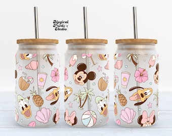 Mouse and Friends Libbey Glass Can Wrap, Summer 16oz Glass Can Wrap, 16oz Libbey Can Glass, Magical Tumbler Wrap, Full Glass Can Wrap