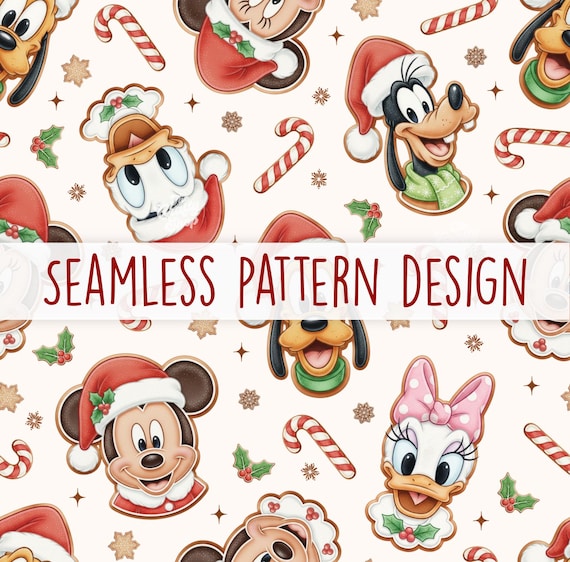 Magical Christmas Mouse Seamless Pattern | Cute Gingerbread Style Holiday Characters | Christmas Digital Paper | Sublimation Pattern