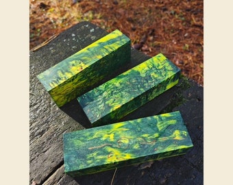 Green - yellow. Stabilized Karelian birch or Masur birch