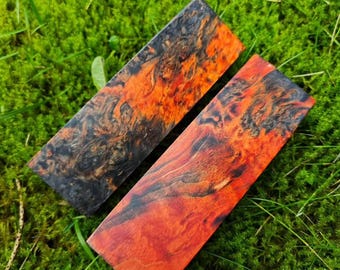 Orange/black color. Karelian birch. Curly birch.