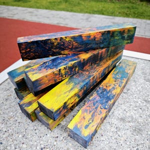 Long Stabilized karelian curly birch. Multicolor