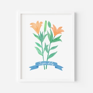 Tiger lily floral gouache print