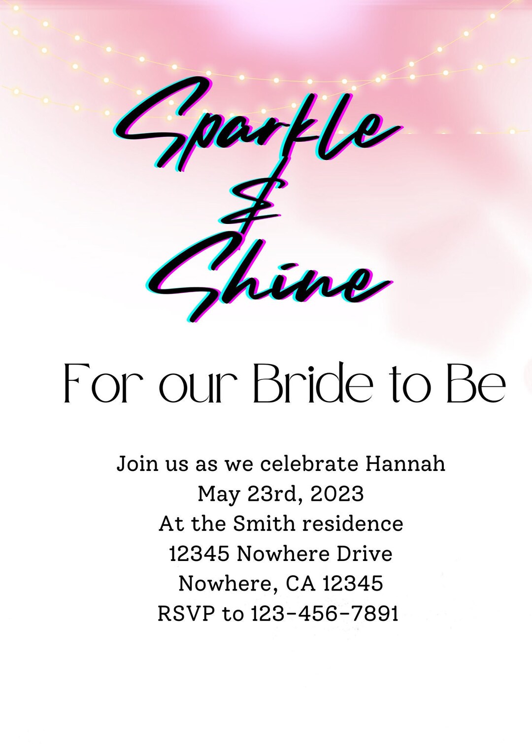 Sparkle and Shine Bridal Invitation Etsy