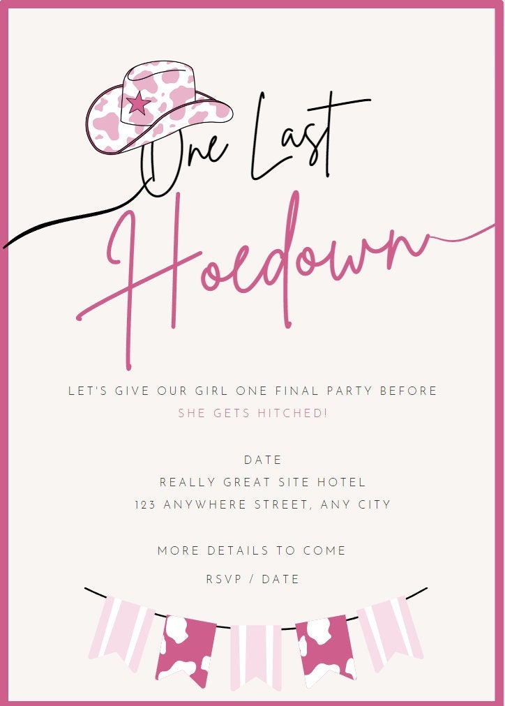 One Last Hoedown Bachelorette Invitation Country Themed Girls Night Il Fullxfull.4833107283 O9uc
