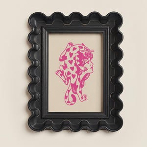 love cat lady tattoo art print pink cat wall art traditional tattoo decor cute pink tiger