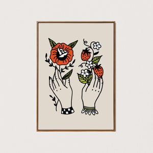 PRINTABLE strawberries tattoo art print rose wall art traditional tattoo decor cute red print downloadable digital art