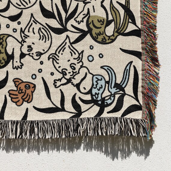 Kewpie Mermaid Woven Blanket Traditional Tattoo Tapestry Tattoo Flash Woven Throw Mermaid Nursery Decor Etsy Canada