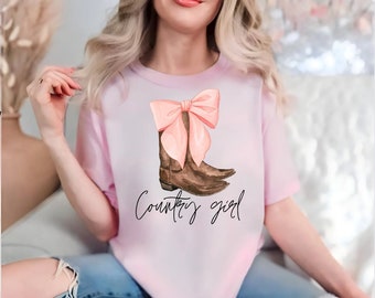 Camiseta Country Girl / Estilo Coqueta / Botas Country Coquette con lazo / Country Girl / Western Wear