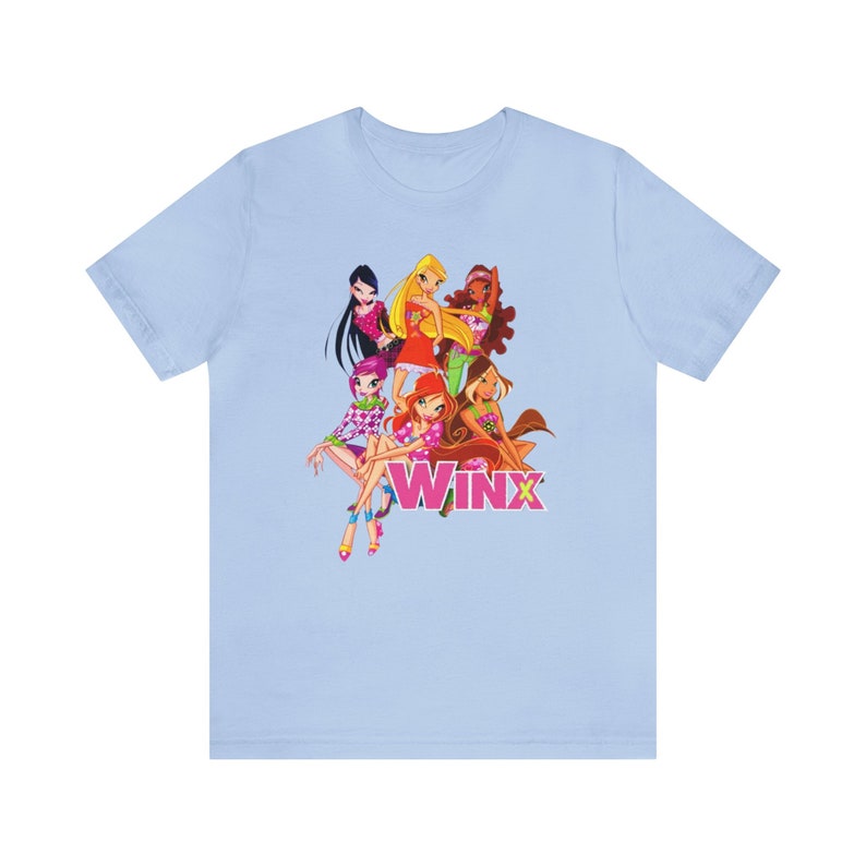Winx Club Nostalgic Tee - Vintage Cartoon T-Shirt for Fans - Retro Cartoon Graphic Shirt Baby Blue