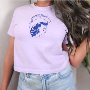 Camiseta de bebé Cowgirl Blues / Camiseta ajustada para mujer / Camisa Y2K / Top de bebé de la era de la década de 2000 imagen 4