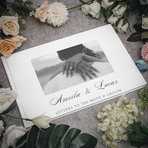 Hochzeitsgästebuch, Fotobuch, personalisierbar, Fotobuch, personalisierbar, Geschenk für die Braut, Brief an Braut & Bräutigam