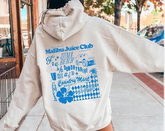 Malibu sudadera con capucha de moda/ sudadera con capucha estética de gran tamaño/ sudadera de moda/ sudadera con capucha de moda con palabras en la espalda