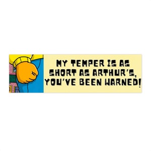 Arthur Cartoon Bumper Sticker - Fun PBS Kids TV Show- Decal for Cars & - Funny Bumper Sticker - Nostalgia-