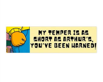Arthur Cartoon Bumper Sticker - Fun PBS Kids TV Show- Decal for Cars & - Funny Bumper Sticker - Nostalgia-