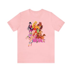 Winx Club Nostalgic Tee - Vintage Cartoon T-Shirt for Fans - Retro Cartoon Graphic Shirt Pink