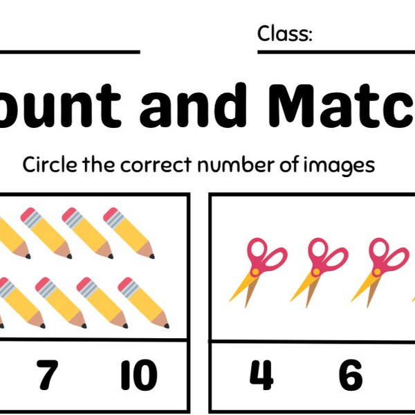 Mathematics worksheet count and match!