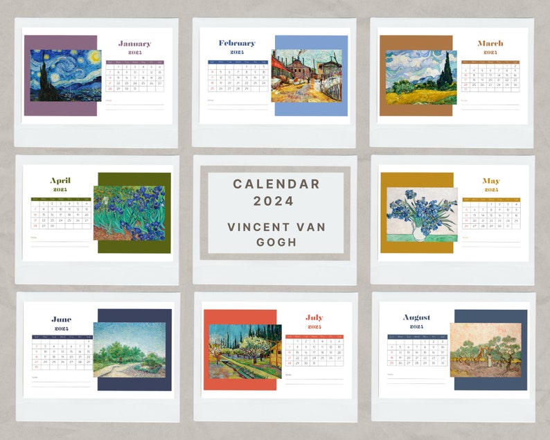 Vincent Van Gogh Calendar 2024 Etsy