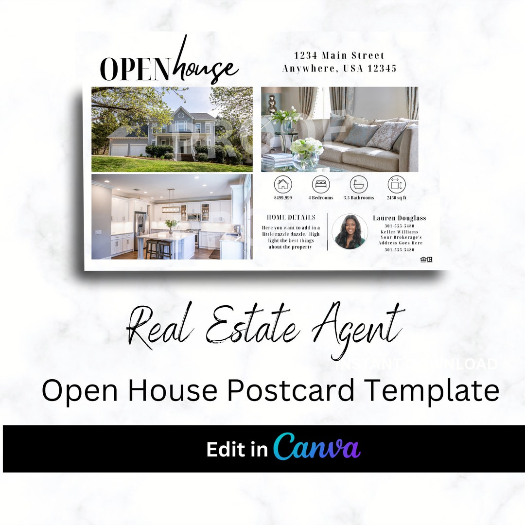 Open House Postcard Template Etsy