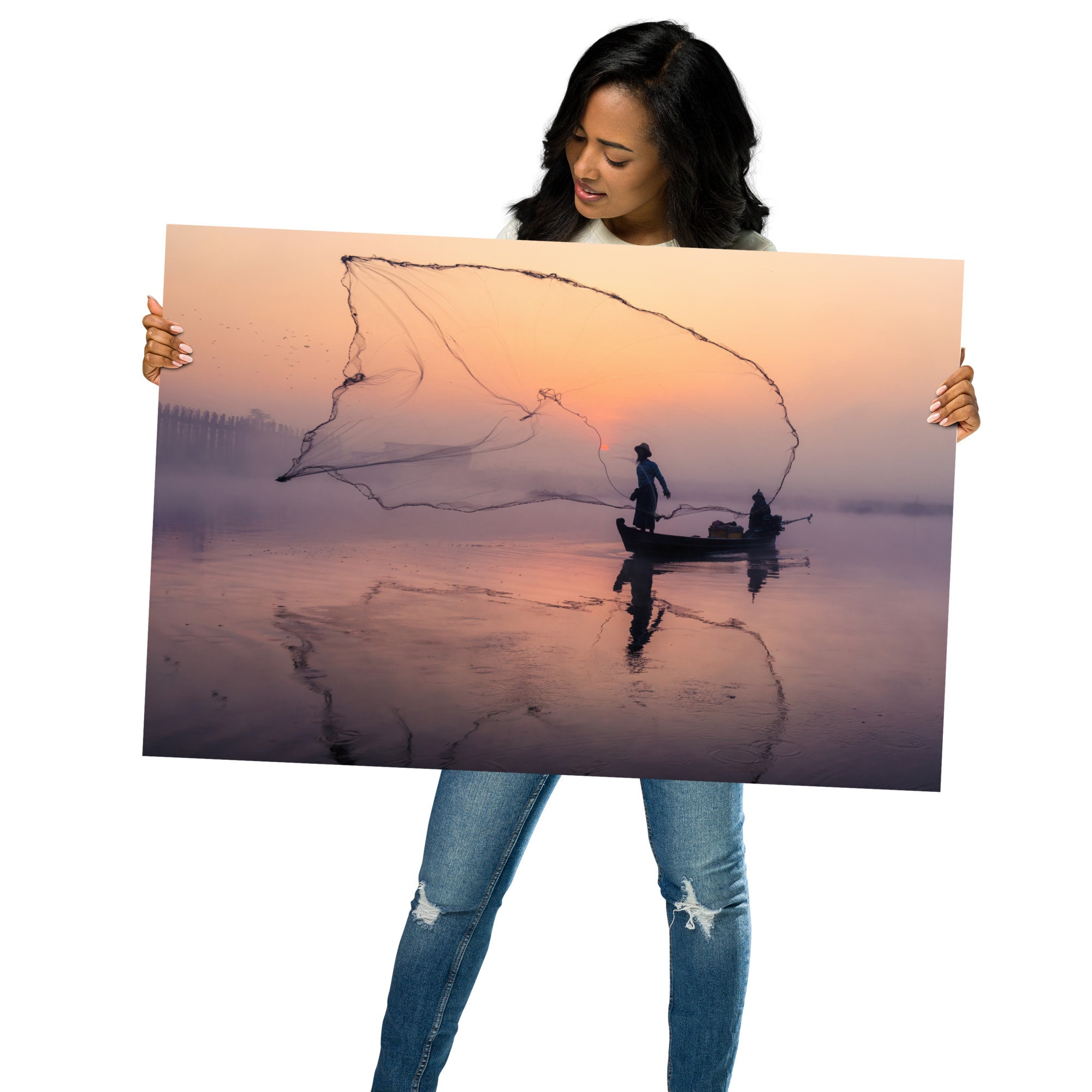 Sunrise Fisherman Print by Tzvika Stein - Wall Art - Casting Net