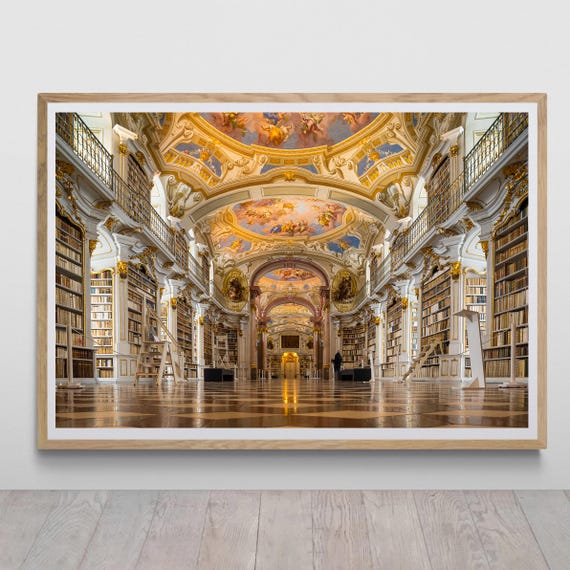 ツヴィカ・スタイン作「アドモント修道院図書館」のプリント - 天井画