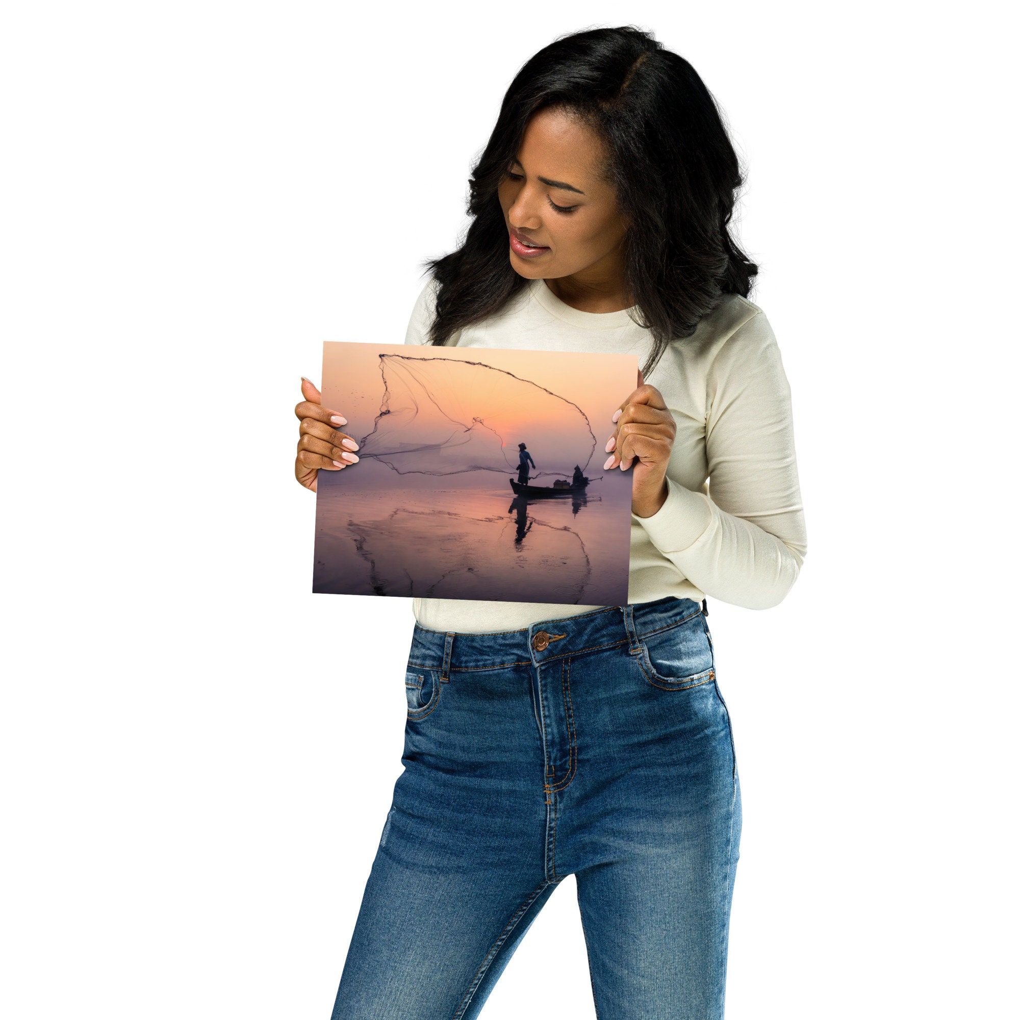 Sunrise Fisherman Print by Tzvika Stein - Wall Art - Casting Net