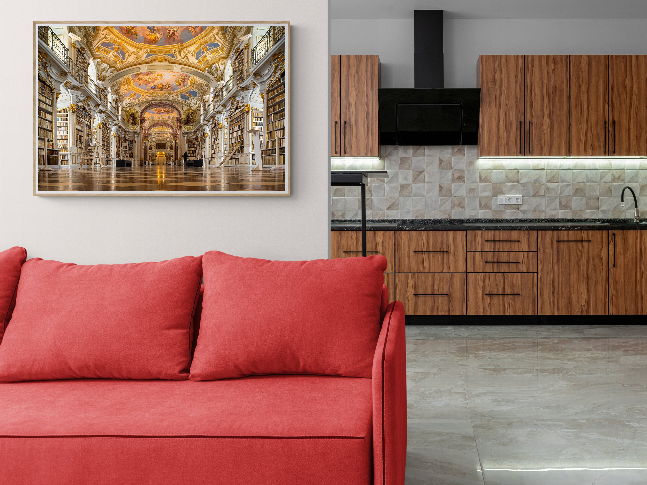 ツヴィカ・スタイン作「アドモント修道院図書館」のプリント - 天井画